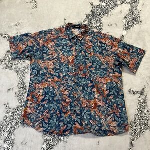 Jogal Shirt Mens Size XXL Multicolor‎ Button Up Short Sleeve Leaf Print Hawaiian